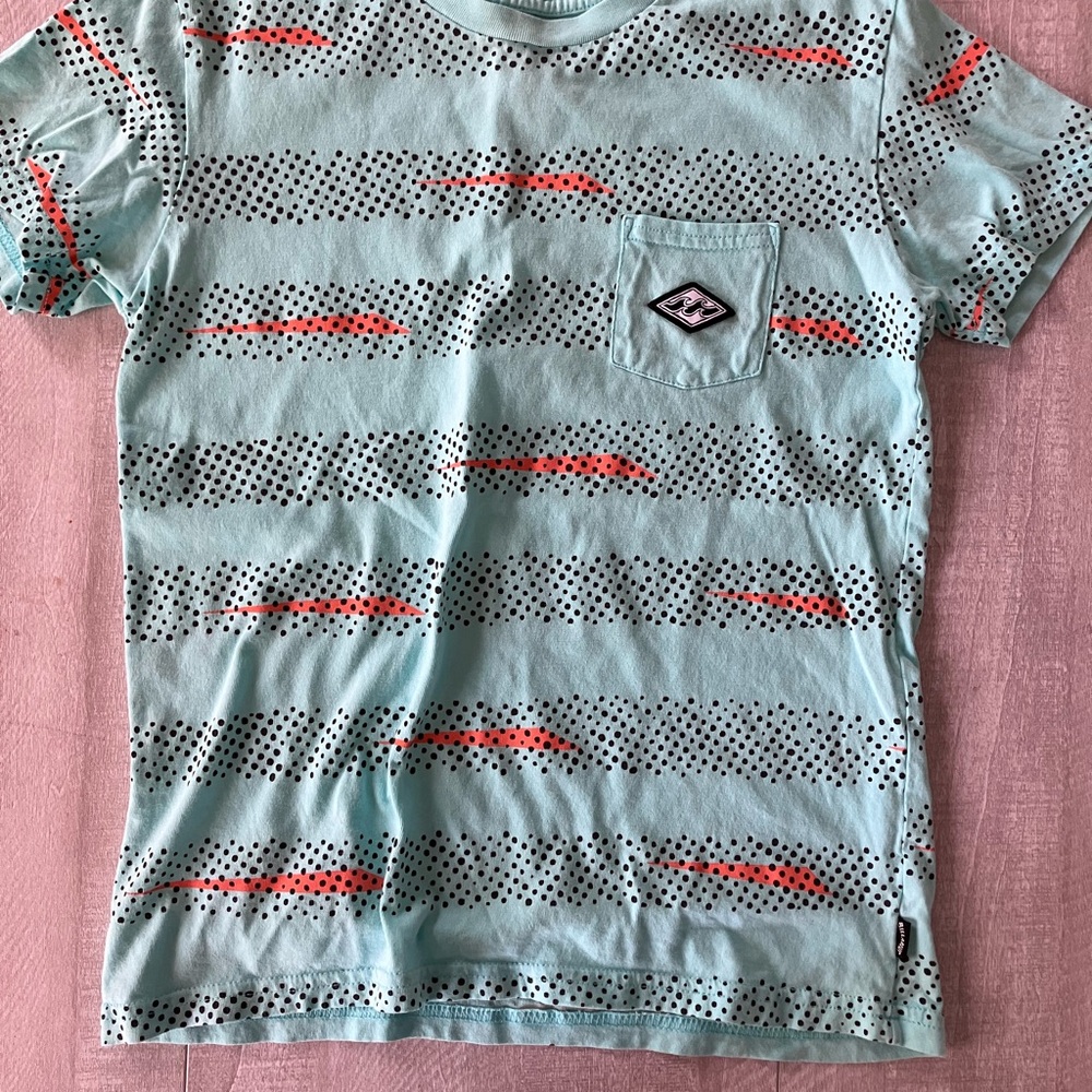 Billabong Kids Teal and Red Striped Tee
